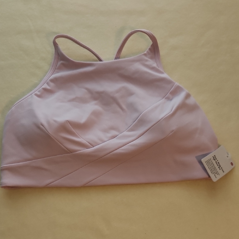 Lululemon Athletica Light Pink Flow Y Wrap-Front High-Neck Bra Size 10
